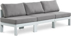 Meridian Furniture - Nizuc 90" Grey Water Resistant Fabric Upholstered 3pc. Outdoor Patio Armless Sofa - 375Grey-S90B - GreatFurnitureDeal