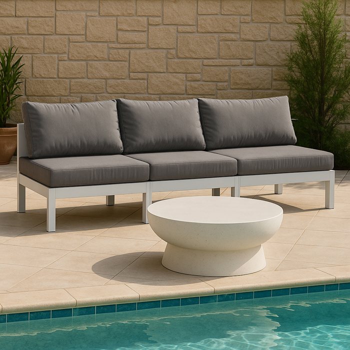 Meridian Furniture - Nizuc 90" Grey Water Resistant Fabric Upholstered 3pc. Outdoor Patio Armless Sofa - 375Grey-S90B - GreatFurnitureDeal