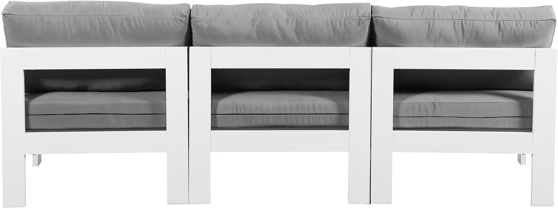 Meridian Furniture - Nizuc 90" Grey Water Resistant Fabric Upholstered 3pc. Outdoor Patio Armless Sofa - 375Grey-S90B - GreatFurnitureDeal