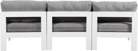 Meridian Furniture - Nizuc 90" Grey Water Resistant Fabric Upholstered 3pc. Outdoor Patio Armless Sofa - 375Grey-S90B - GreatFurnitureDeal