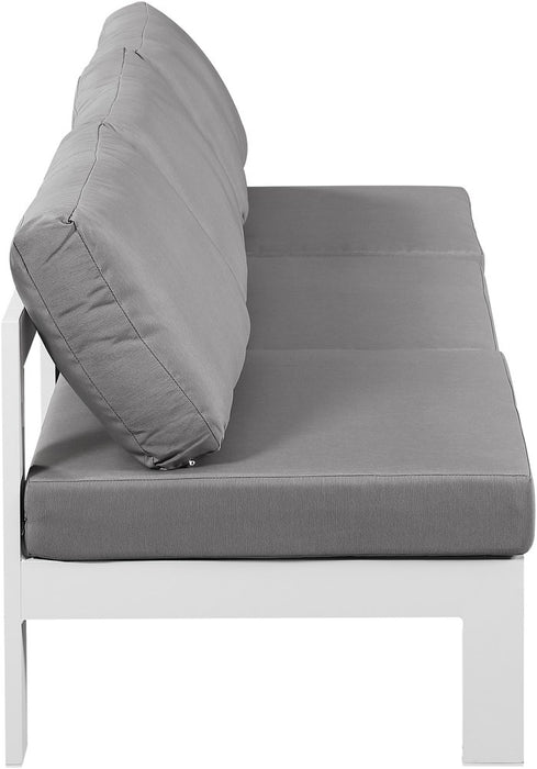 Meridian Furniture - Nizuc 90" Grey Water Resistant Fabric Upholstered 3pc. Outdoor Patio Armless Sofa - 375Grey-S90B - GreatFurnitureDeal