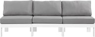 Meridian Furniture - Nizuc 90" Grey Water Resistant Fabric Upholstered 3pc. Outdoor Patio Armless Sofa - 375Grey-S90B - GreatFurnitureDeal