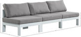 Meridian Furniture - Nizuc 90" Grey Water Resistant Fabric Upholstered 3pc. Outdoor Patio Armless Sofa - 375Grey-S90B - GreatFurnitureDeal