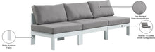 Meridian Furniture - Nizuc 90" Grey Water Resistant Fabric Upholstered 3pc. Outdoor Patio Armless Sofa - 375Grey-S90B - GreatFurnitureDeal