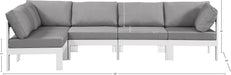 Meridian Furniture - Nizuc 120" Grey Water Resistant Fabric Upholstered 5pc. Outdoor Patio Sectional - 375Grey-Sec5C - GreatFurnitureDeal