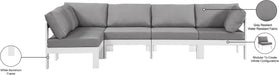 Meridian Furniture - Nizuc 120" Grey Water Resistant Fabric Upholstered 5pc. Outdoor Patio Sectional - 375Grey-Sec5C - GreatFurnitureDeal