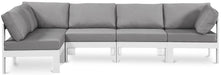 Meridian Furniture - Nizuc 120" Grey Water Resistant Fabric Upholstered 5pc. Outdoor Patio Sectional - 375Grey-Sec5C - GreatFurnitureDeal