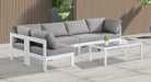 Meridian Furniture - Nizuc 120" Grey Water Resistant Fabric Upholstered 5pc. Outdoor Patio Sectional - 375Grey-Sec5C - GreatFurnitureDeal