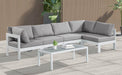 Meridian Furniture - Nizuc 120" Grey Water Resistant Fabric Upholstered 5pc. Outdoor Patio Sectional - 375Grey-Sec5C - GreatFurnitureDeal