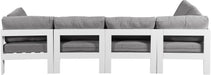 Meridian Furniture - Nizuc 120" Grey Water Resistant Fabric Upholstered 5pc. Outdoor Patio Sectional - 375Grey-Sec5C - GreatFurnitureDeal