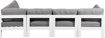 Meridian Furniture - Nizuc 120" Grey Water Resistant Fabric Upholstered 5pc. Outdoor Patio Sectional - 375Grey-Sec5C - GreatFurnitureDeal