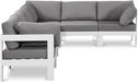 Meridian Furniture - Nizuc 120" Grey Water Resistant Fabric Upholstered 6pc. Outdoor Patio Sectional - 375Grey-Sec6A - GreatFurnitureDeal