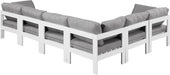 Meridian Furniture - Nizuc 120" Grey Water Resistant Fabric Upholstered 6pc. Outdoor Patio Sectional - 375Grey-Sec6A - GreatFurnitureDeal
