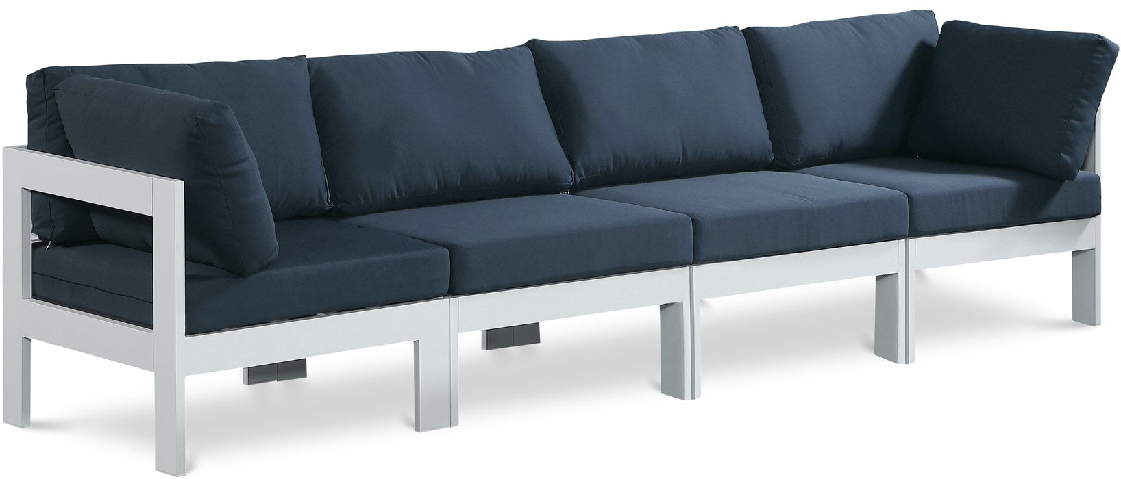 Meridian Furniture - Nizuc 120" Navy Water Resistant Fabric Upholstered 4pc. Outdoor Patio Sofa - 375Navy-S120A - GreatFurnitureDeal