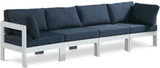 Meridian Furniture - Nizuc 120" Navy Water Resistant Fabric Upholstered 4pc. Outdoor Patio Sofa - 375Navy-S120A - GreatFurnitureDeal