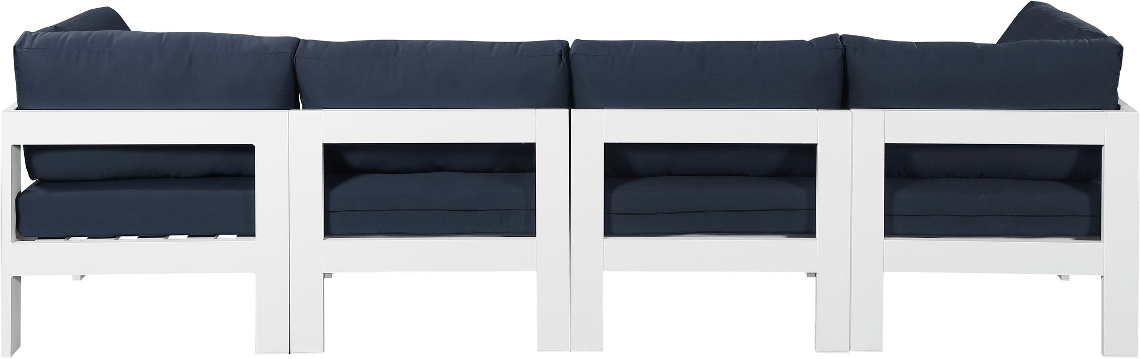 Meridian Furniture - Nizuc 120" Navy Water Resistant Fabric Upholstered 4pc. Outdoor Patio Sofa - 375Navy-S120A - GreatFurnitureDeal