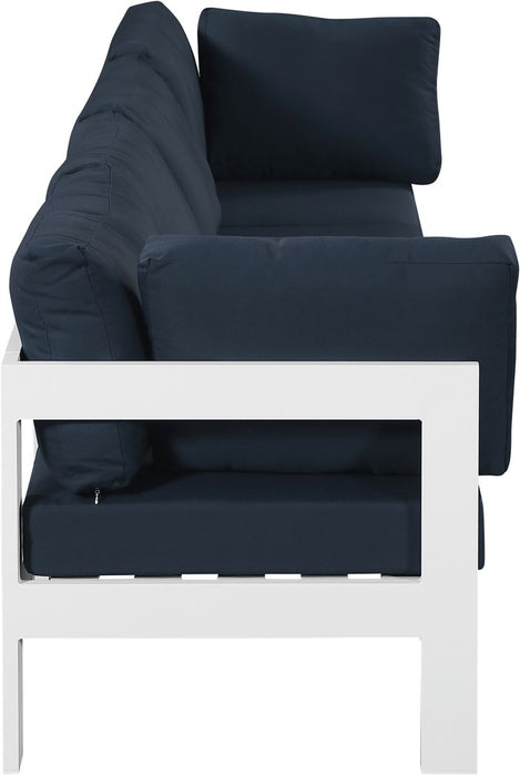 Meridian Furniture - Nizuc 120" Navy Water Resistant Fabric Upholstered 4pc. Outdoor Patio Sofa - 375Navy-S120A - GreatFurnitureDeal