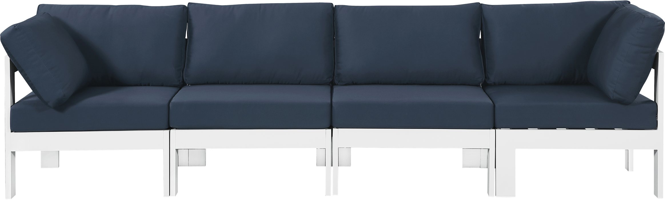 Meridian Furniture - Nizuc 120" Navy Water Resistant Fabric Upholstered 4pc. Outdoor Patio Sofa - 375Navy-S120A - GreatFurnitureDeal