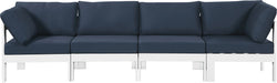 Meridian Furniture - Nizuc 120" Navy Water Resistant Fabric Upholstered 4pc. Outdoor Patio Sofa - 375Navy-S120A - GreatFurnitureDeal