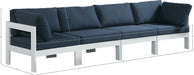 Meridian Furniture - Nizuc 120" Navy Water Resistant Fabric Upholstered 4pc. Outdoor Patio Sofa - 375Navy-S120A - GreatFurnitureDeal