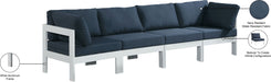Meridian Furniture - Nizuc 120" Navy Water Resistant Fabric Upholstered 4pc. Outdoor Patio Sofa - 375Navy-S120A - GreatFurnitureDeal