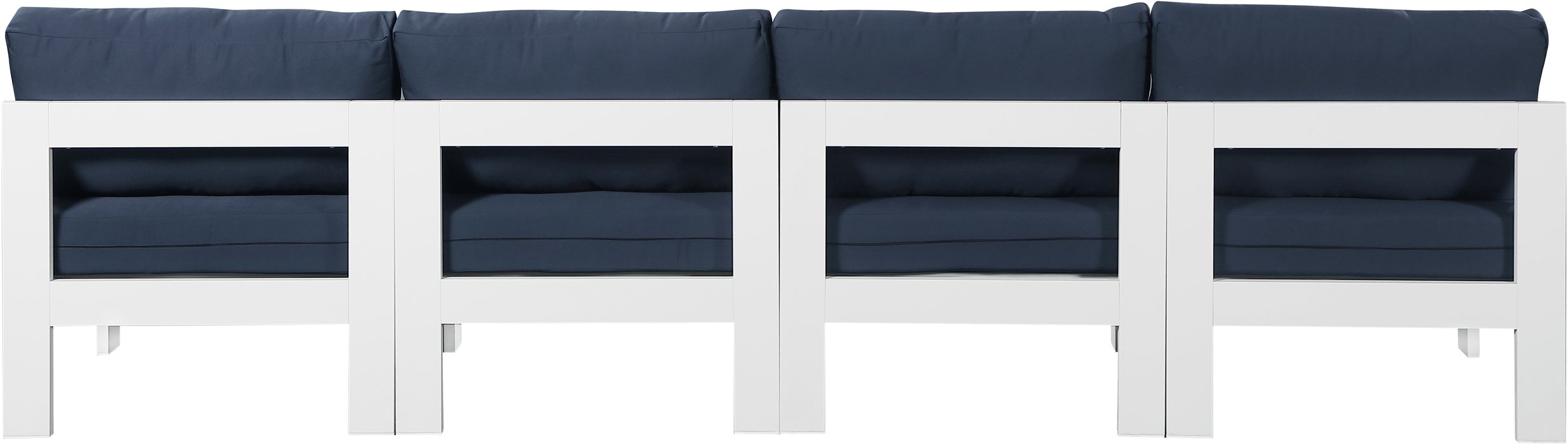 Meridian Furniture - Nizuc 120" Navy Water Resistant Fabric Upholstered 4pc. Outdoor Patio Armless Sofa - 375Navy-S120B - GreatFurnitureDeal