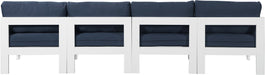 Meridian Furniture - Nizuc 120" Navy Water Resistant Fabric Upholstered 4pc. Outdoor Patio Armless Sofa - 375Navy-S120B - GreatFurnitureDeal
