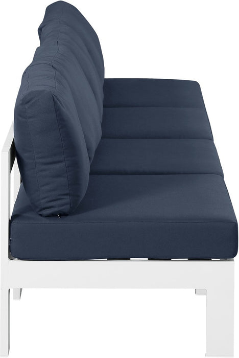 Meridian Furniture - Nizuc 120" Navy Water Resistant Fabric Upholstered 4pc. Outdoor Patio Armless Sofa - 375Navy-S120B - GreatFurnitureDeal