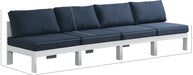Meridian Furniture - Nizuc 120" Navy Water Resistant Fabric Upholstered 4pc. Outdoor Patio Armless Sofa - 375Navy-S120B - GreatFurnitureDeal