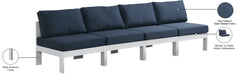 Meridian Furniture - Nizuc 120" Navy Water Resistant Fabric Upholstered 4pc. Outdoor Patio Armless Sofa - 375Navy-S120B - GreatFurnitureDeal