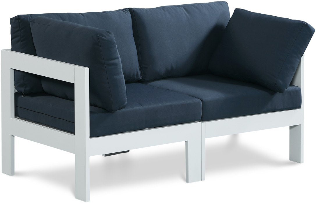 Meridian Furniture - Nizuc 60" Navy Water Resistant Fabric Upholstered 2pc. Outdoor Patio Loveseat - 375Navy-S60A - GreatFurnitureDeal