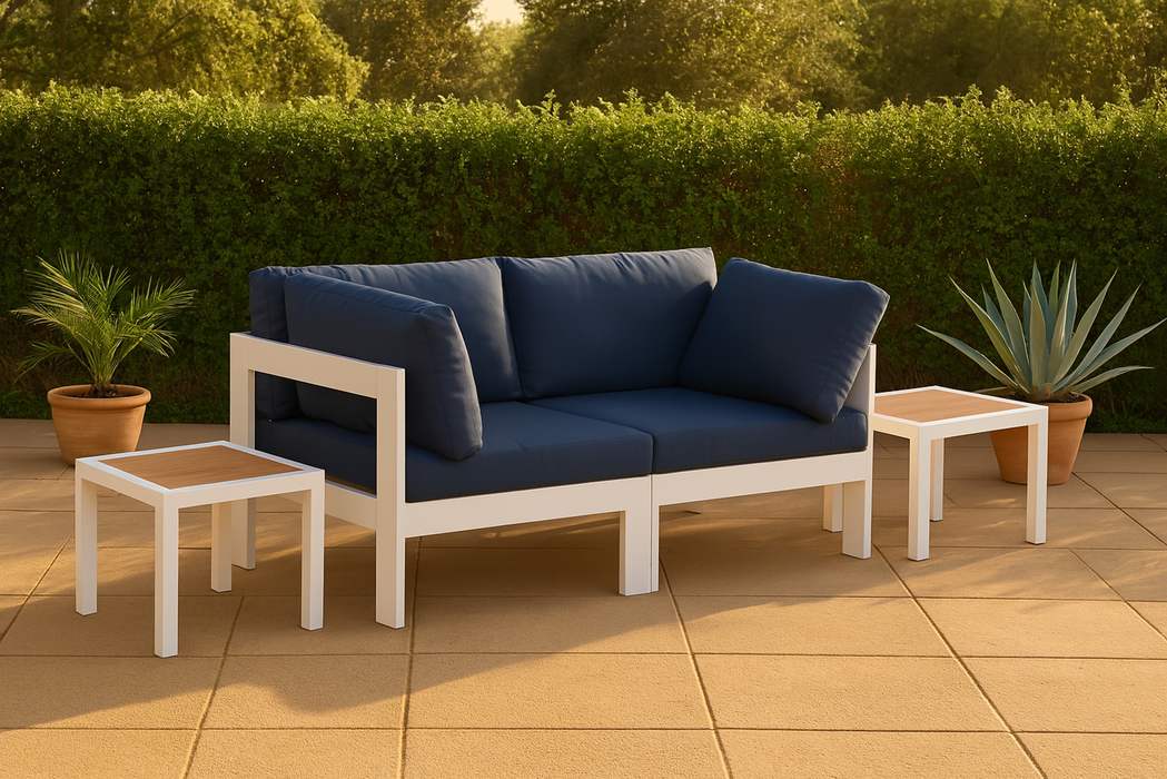 Meridian Furniture - Nizuc 60" Navy Water Resistant Fabric Upholstered 2pc. Outdoor Patio Loveseat - 375Navy-S60A - GreatFurnitureDeal