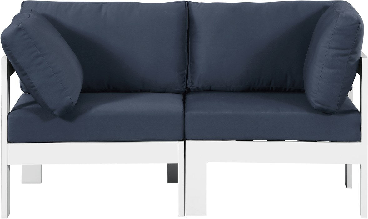 Meridian Furniture - Nizuc 60" Navy Water Resistant Fabric Upholstered 2pc. Outdoor Patio Loveseat - 375Navy-S60A - GreatFurnitureDeal