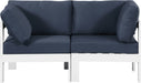 Meridian Furniture - Nizuc 60" Navy Water Resistant Fabric Upholstered 2pc. Outdoor Patio Loveseat - 375Navy-S60A - GreatFurnitureDeal
