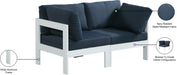 Meridian Furniture - Nizuc 60" Navy Water Resistant Fabric Upholstered 2pc. Outdoor Patio Loveseat - 375Navy-S60A - GreatFurnitureDeal