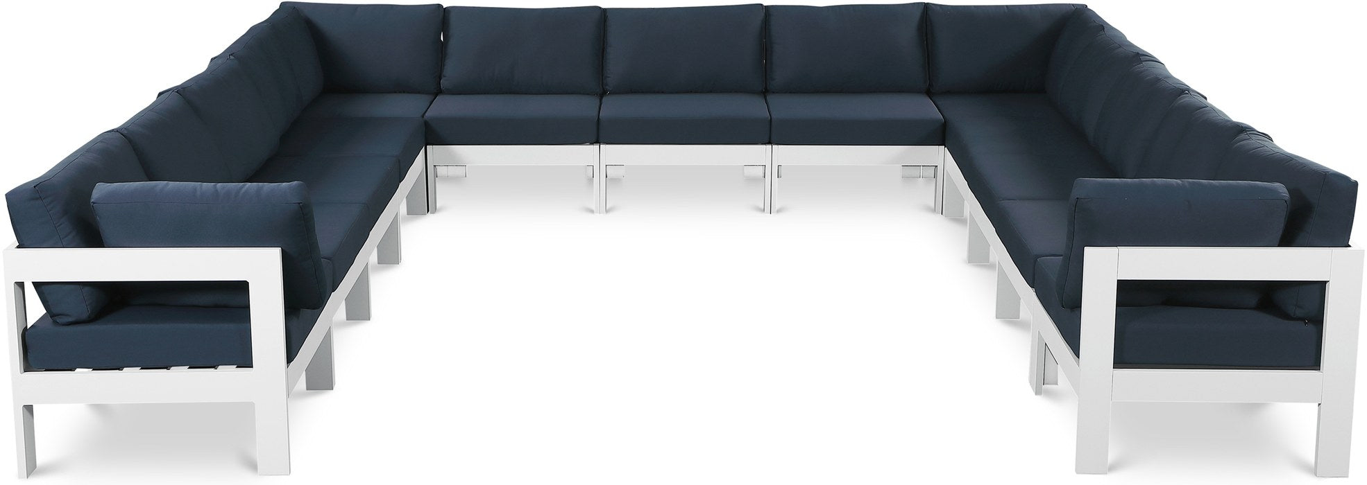 Meridian Furniture - Nizuc 150" Navy Water Resistant Fabric Upholstered 13pc. Outdoor Patio Sectional - 375Navy-Sec13A - GreatFurnitureDeal