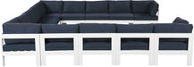 Meridian Furniture - Nizuc 150" Navy Water Resistant Fabric Upholstered 13pc. Outdoor Patio Sectional - 375Navy-Sec13A - GreatFurnitureDeal