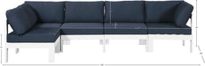 Meridian Furniture - Nizuc 120" Navy Water Resistant Fabric Upholstered 5pc. Outdoor Patio Sectional - 375Navy-Sec5C - GreatFurnitureDeal