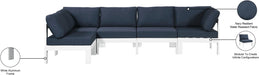 Meridian Furniture - Nizuc 120" Navy Water Resistant Fabric Upholstered 5pc. Outdoor Patio Sectional - 375Navy-Sec5C - GreatFurnitureDeal