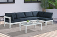 Meridian Furniture - Nizuc 120" Navy Water Resistant Fabric Upholstered 5pc. Outdoor Patio Sectional - 375Navy-Sec5C - GreatFurnitureDeal