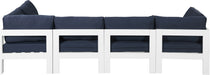 Meridian Furniture - Nizuc 120" Navy Water Resistant Fabric Upholstered 5pc. Outdoor Patio Sectional - 375Navy-Sec5C - GreatFurnitureDeal
