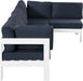 Meridian Furniture - Nizuc 120" Navy Water Resistant Fabric Upholstered 5pc. Outdoor Patio Sectional - 375Navy-Sec5C - GreatFurnitureDeal