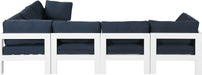Meridian Furniture - Nizuc 120" Navy Water Resistant Fabric Upholstered 6pc. Outdoor Patio Sectional - 375Navy-Sec6A - GreatFurnitureDeal