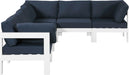 Meridian Furniture - Nizuc 120" Navy Water Resistant Fabric Upholstered 6pc. Outdoor Patio Sectional - 375Navy-Sec6A - GreatFurnitureDeal