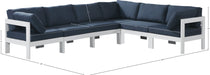 Meridian Furniture - Nizuc 120" Navy Water Resistant Fabric Upholstered 6pc. Outdoor Patio Sectional - 375Navy-Sec6A - GreatFurnitureDeal