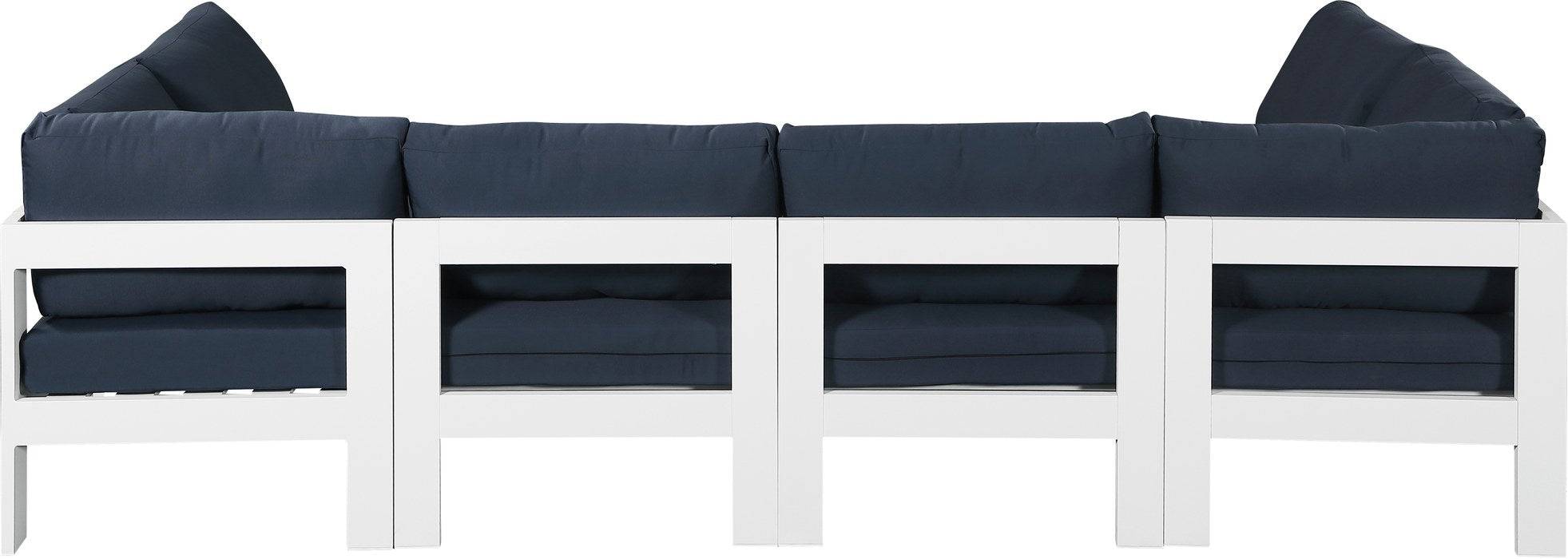 Meridian Furniture - Nizuc 120" Navy Water Resistant Fabric Upholstered 6pc. Outdoor Patio Sectional - 375Navy-Sec6B - GreatFurnitureDeal