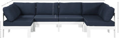 Meridian Furniture - Nizuc 120" Navy Water Resistant Fabric Upholstered 6pc. Outdoor Patio Sectional - 375Navy-Sec6B - GreatFurnitureDeal