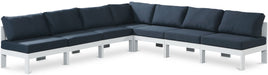 Meridian Furniture - Nizuc 120" Navy Water Resistant Fabric Upholstered 7pc. Outdoor Patio Sectional - 375Navy-Sec7A - GreatFurnitureDeal