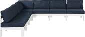 Meridian Furniture - Nizuc 120" Navy Water Resistant Fabric Upholstered 7pc. Outdoor Patio Sectional - 375Navy-Sec7A - GreatFurnitureDeal