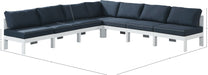 Meridian Furniture - Nizuc 120" Navy Water Resistant Fabric Upholstered 7pc. Outdoor Patio Sectional - 375Navy-Sec7A - GreatFurnitureDeal